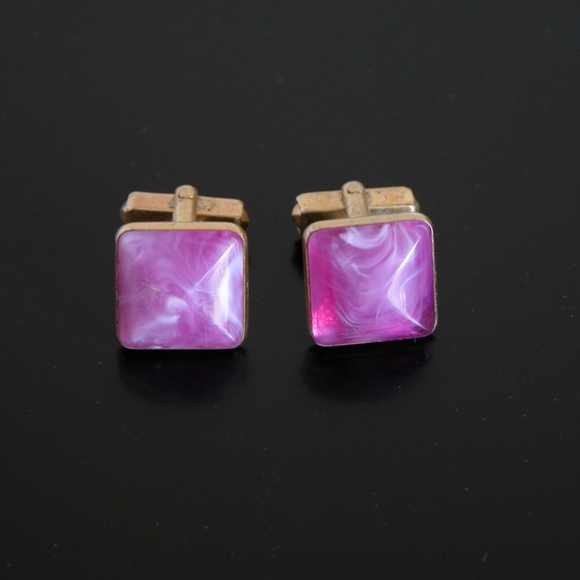 Vtg Anson Lavender Lucite Cufflinks - Picture 1 of 4